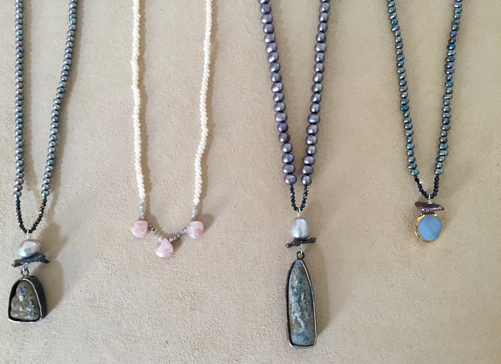 Necklaces with Semi-Precious Stones and Carved Stones